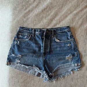 We The Free Blue Distressed Jean Short
